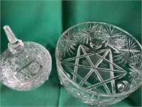 Cov Crystal Dish 7” tall  & Bowl 7 1/2” diameter