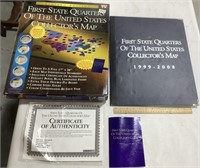 First state quarters map. Has some quarters in it.