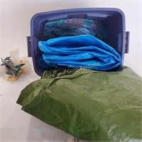 (2) Tarps & Inflatable Swimming Pool in Tote