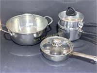 Three Stainless Steel Pans