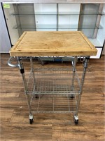 Rolling Cart with Butcher Block Topper