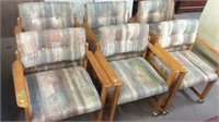 SET OF 6 UPHOLSTERED ROLLING DINNETTE CHAIRS