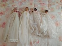 4 Small Dolls with Long Dresses