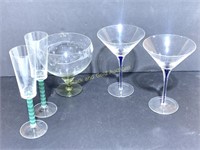 Group of Five Interesting Glassware Pieces