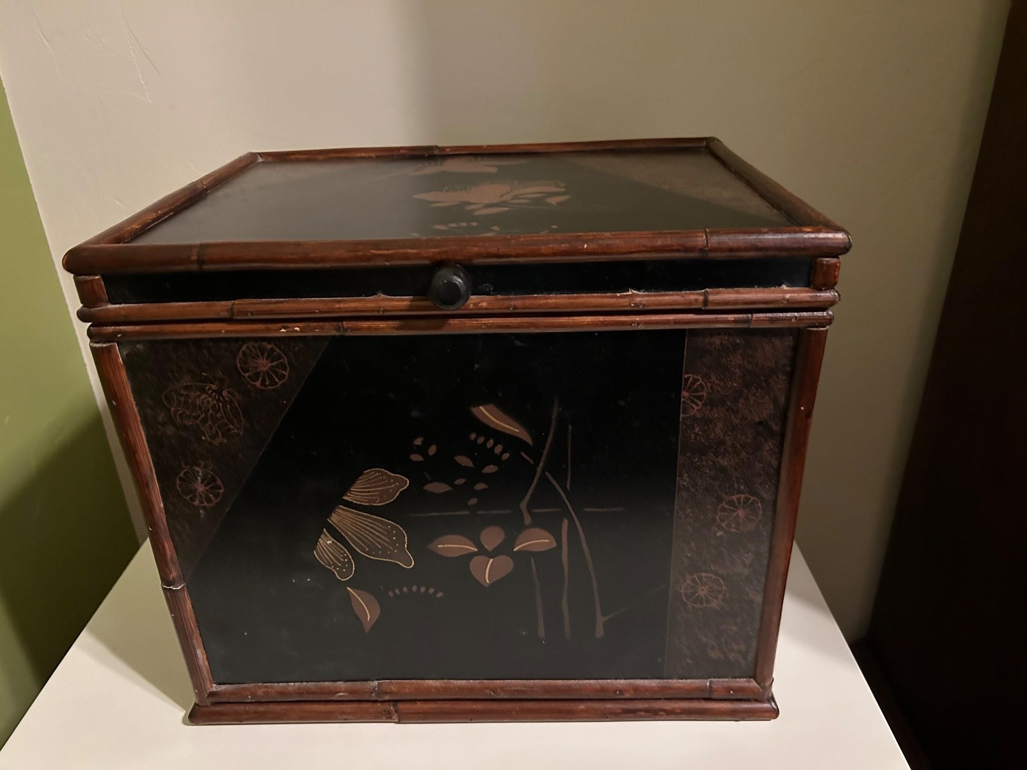 Asian Style Floral Wood Small Chest