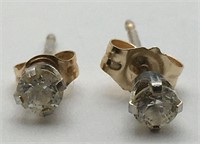 14k Gold And Clear Stone Earrings