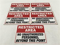 (5) New "Restricted Area" Wall Signs