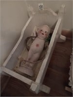 Ceramic doll lamp with cradle & more, *both arms