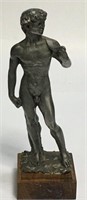 David Metal Figure On Wooden Base