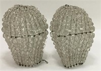 Pair Of Clear Beaded Lamp Shades