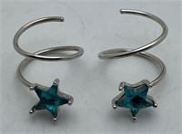Sterling Silver Blue Stone Star Earrings