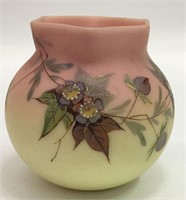 Webb Glass Burmese Decorated Vase