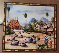 Reclining Buddha & village Painting 24x27"