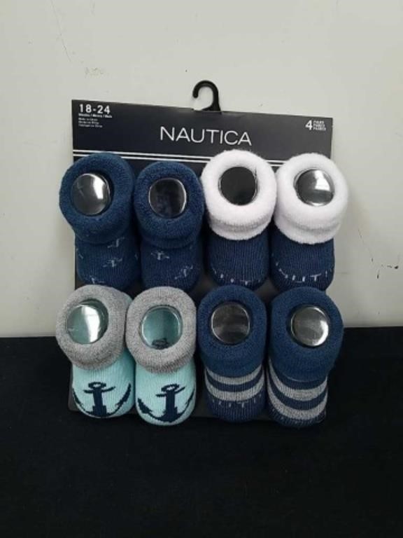 New four pack of 18 to 24 months Nautica booties