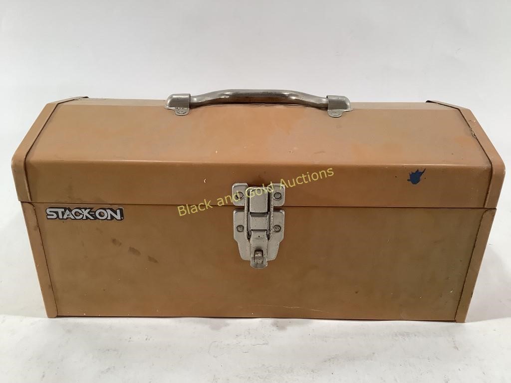 Stack-On Metal Tan Tool Box with Tools
