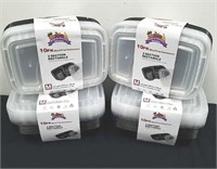 Four new 10-pack two section rectangular meal