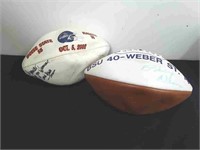 Vintage commemorative Boise State footballs both