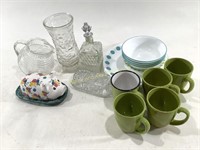 Assortment of Kitchenware Cups, Plates, & More