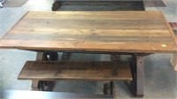 PINE DINING TABLE & 2 BENCHES, 73"X33"X30"