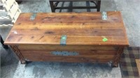 ANTIQUE CEDAR BLANKET CHEST ON ROLLERS, 44"X18"X18