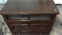 4 DRAWER CONSOLE CABINET W/ TOP SLIDING FROSTED
