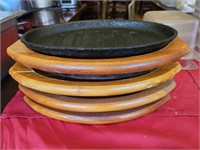 Lot of 4 fajita cast iron platters 12"