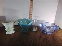 Akro Agate Milk Glass Vase & More