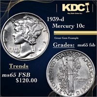 1939-p Mercury Dime 10c Grades GEM FSB