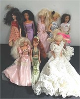 Group of Barbies and Disney princesses