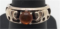 Sterling Silver Ring W Orange Stone