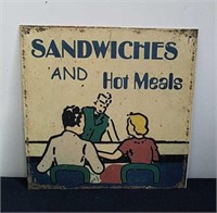 12-in sandwiches and hot meals metal signs