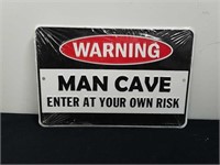 12x8-in metal warning man cave sign