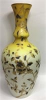 Thomas Webb Large Satin Glass Yellow Vase