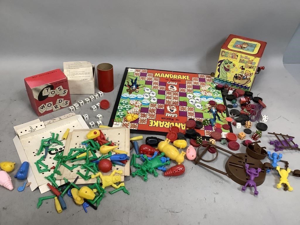 Assortment of Vintage Toys and Board Games