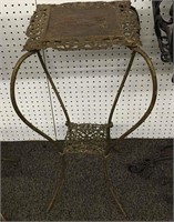 Brass Two Tier Stand With Deer Scene Top