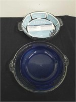 Anchor Hocking and Pyrex Pie plates, and a Cobalt