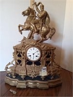 *Gilded bronze? mantle clock with knight on