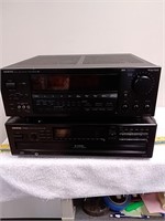 Onkyo stereo receiver and six disc CD changer