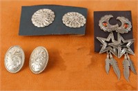 Three Pair Silver Western earrings