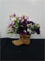 10.5 x 17 in artificial floral Decor in a boot