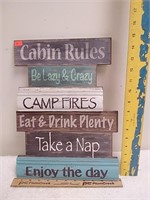 Cabin rules sign