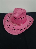 Pink straw hat size large