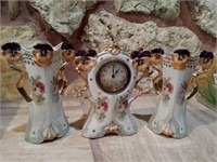Porcelain/ceramic floral clock & matching vases