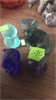 GROUP OF 4 CARVED GLASS CATS