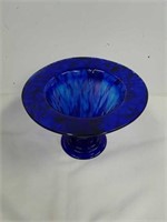 7 inch blue art glass vase
