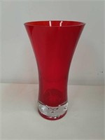 10 in vibrant red art glass vase