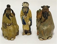 3 Chinese Mud Figures