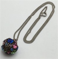 Sterling Silver Necklace & Colored Stone Pendant