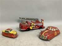 Vintage Tin Fire Chief Truck, Car and More