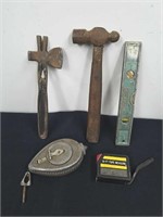 Carpenter tools and putting vintage shingle